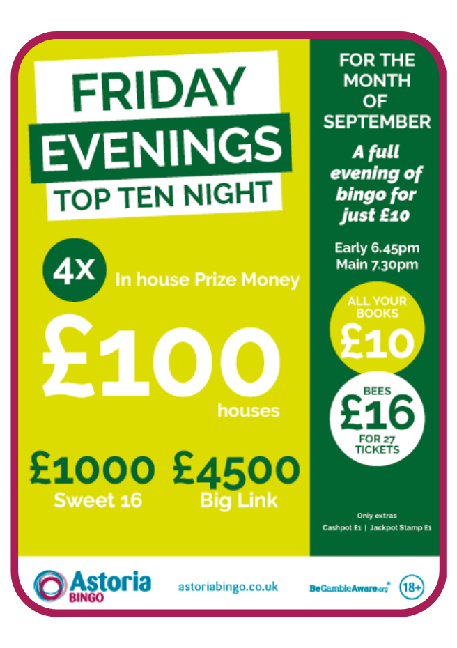 What's On at Astoria Bingo in Hull