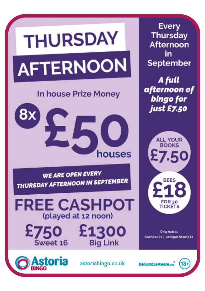 What's On at Astoria Bingo in Hull